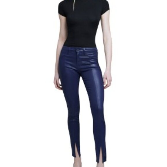 L'AGENCE Denim - L'AGENCE Jyothi High Waist Split Ankle Skinny Jeans Midnight Blue 24